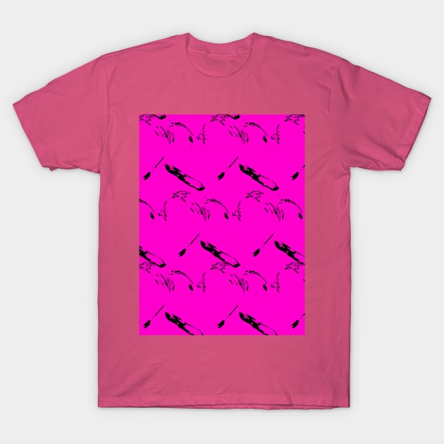 Black abstraction on a bright pink background, fuchsia T-Shirt by grafinya